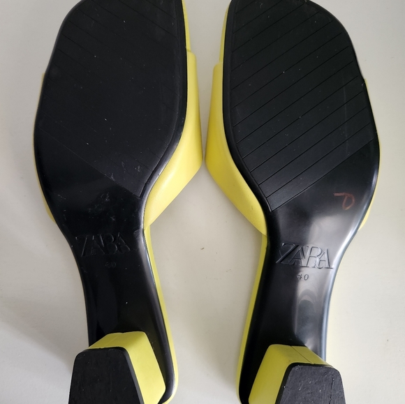Zara Bright Lime Green Sandal Chunky Heeled Mules Size 40 - Picture 3 of 5
